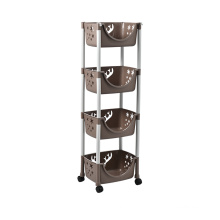 Shelf Rack with 4 Storage Baskets and Wheels